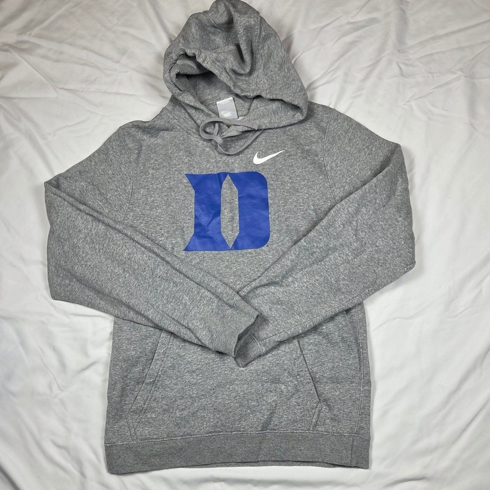 DUKE UNIVERSITY NIKE MENS GRAY LONG SLEEVE HOODIE SIZE SMALL